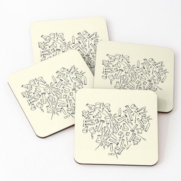 Item preview, Lab glassware, heart--black on light background (yellow) designed and sold by Itinlea.