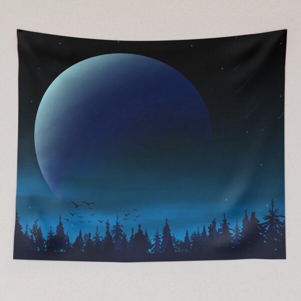 Item preview, Forest In Night time Landscape With The Moon Background designed and sold by JTS STORE.