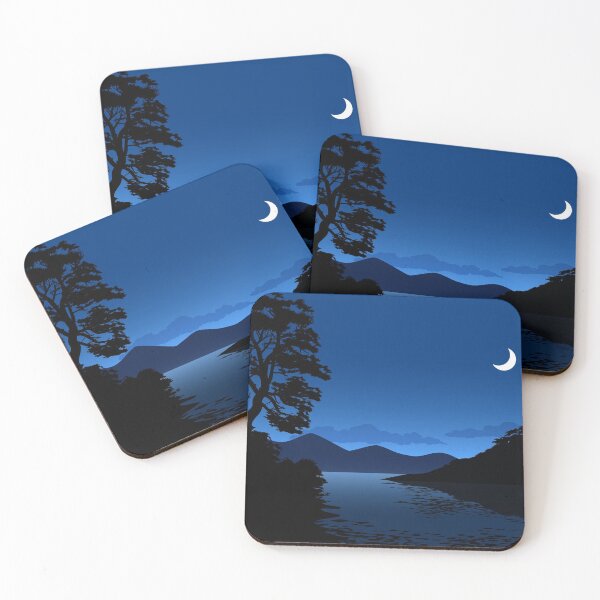 Item preview, Night Illustration With The River And Moon designed and sold by JTS STORE.