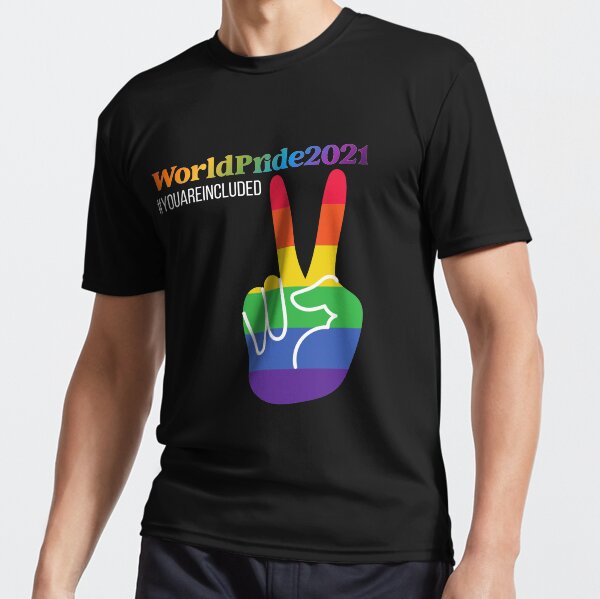 Item preview, WorldPride Gay Pride Month 2021 Rainbow Peace Sign #YouAreIncluded designed and sold by 1stAmendMerch.