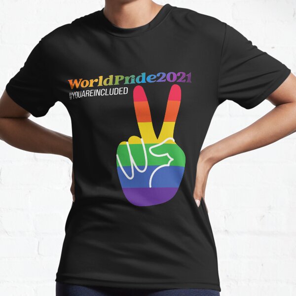 Item preview, WorldPride Gay Pride Month 2021 Rainbow Peace Sign #YouAreIncluded designed and sold by 1stAmendMerch.