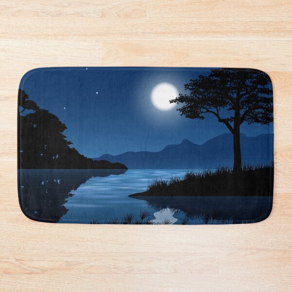 Item preview, River With Forest With Full Moon Background Landscape designed and sold by JTS STORE.