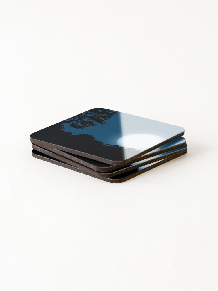 Thumbnail 4 of 5, Coasters (Set of 4), Tree With Full Moon Background designed and sold by Rittichai.