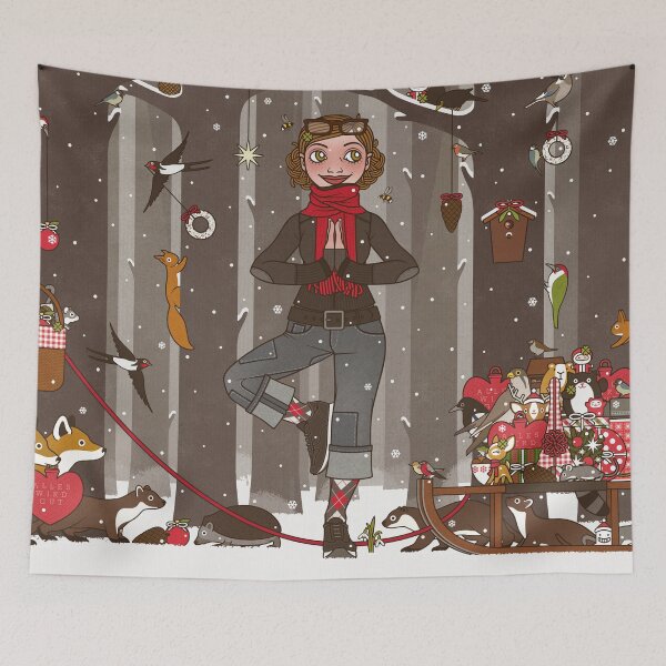 Item preview, Christmas card: yoga tree in winter forest designed and sold by Iris Luckhaus.