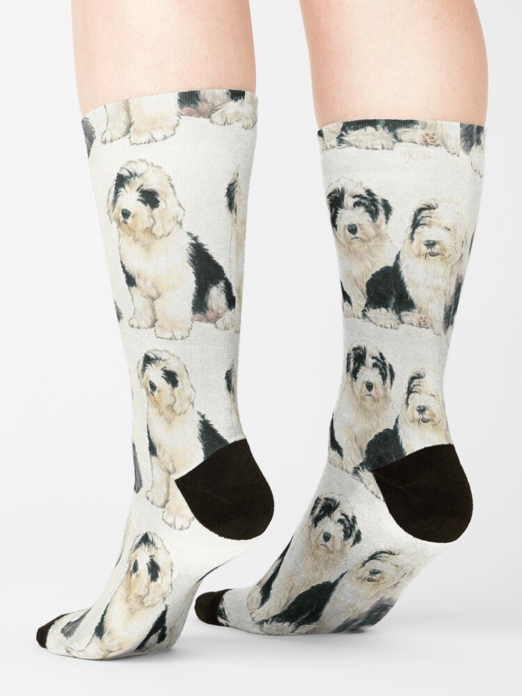 Old English Sheepdog Crew Socks Unisex Red