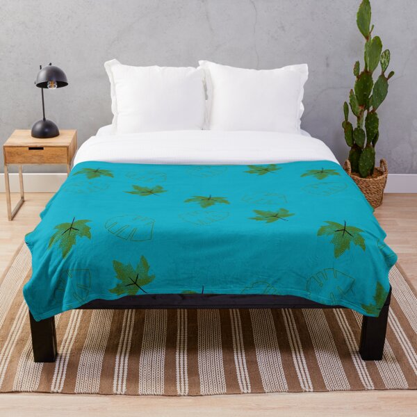 Aperçu de l'œuvre Érable bleu pastel et vert tropical et feuille de Monstera créée et vendue par somethingbyDave.