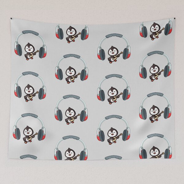 Item preview, Penguine print with music love designed and sold by Anamika Mehta.