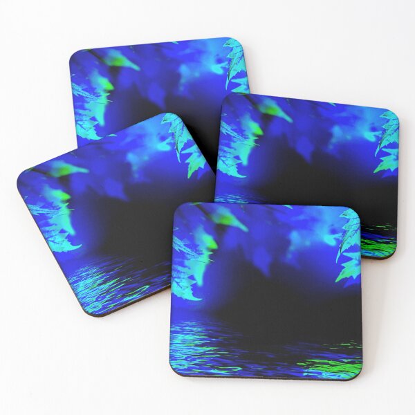 Item preview, Blue Abstract Print Leaves On Water At Night designed and sold by Mary Riley.