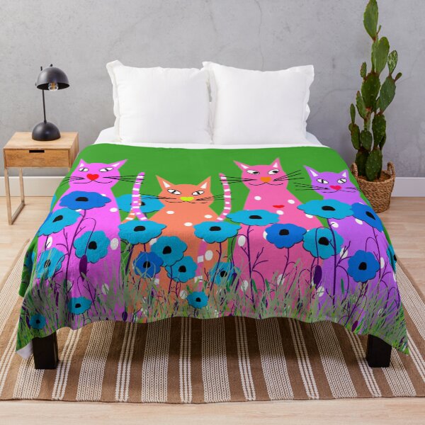 Item preview, Cats and Blue Poppies designed and sold by gailg1957.