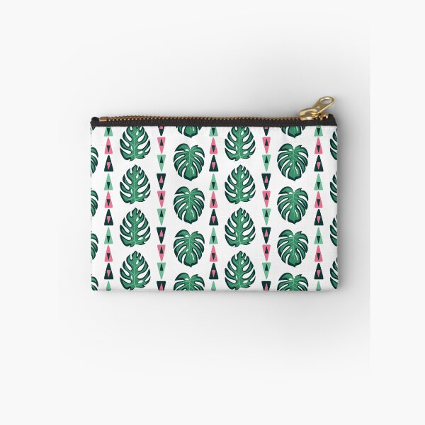 Aperçu de l'œuvre Forêt Tropicale Hawaïenne Rayures Horizontales Motif Feuilles Monstera créée et vendue par Cre8iveLady.