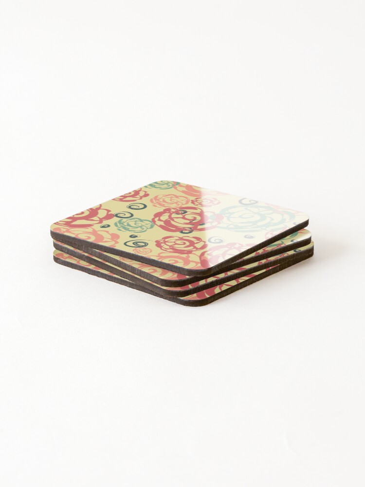 Thumbnail 4 of 5, Coasters (Set of 4), Deco Roses designed and sold by JoyColorLove.