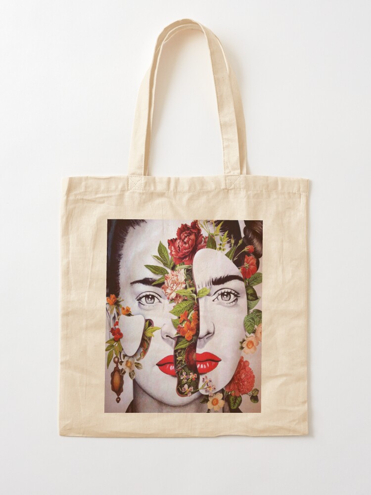 Frida Kahlo Drawstring Cotton Pouch Bag Traditional Mexican Fabric 