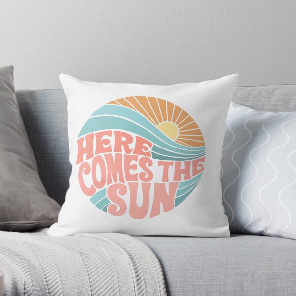 Pink Groovy Here Comes the Sun Throw Pillow