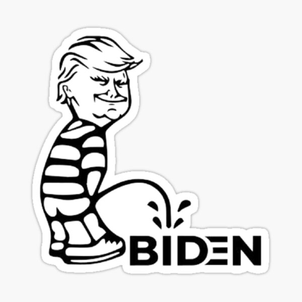 Trump orinando en Biden Pegatina