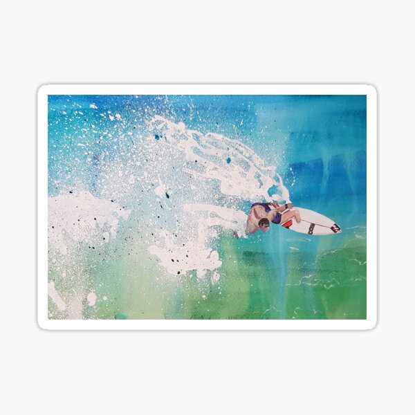 Riding The Waves Surfer Artwork Sticker
