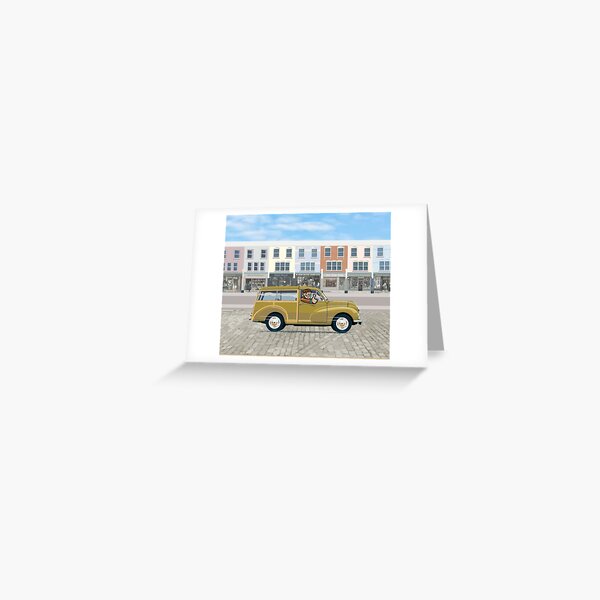 Limeflower Morris Minor Traveller Greeting Card