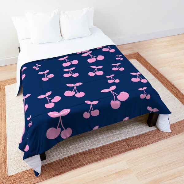 Navy and pink cherry pattern Comforter