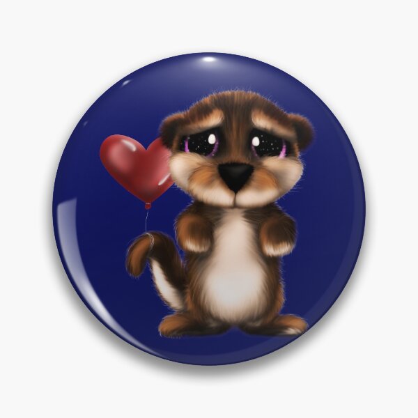 Item preview, Adorable furry otter with sparking purple eyes with a heart balloon designed and sold by iduzarts.