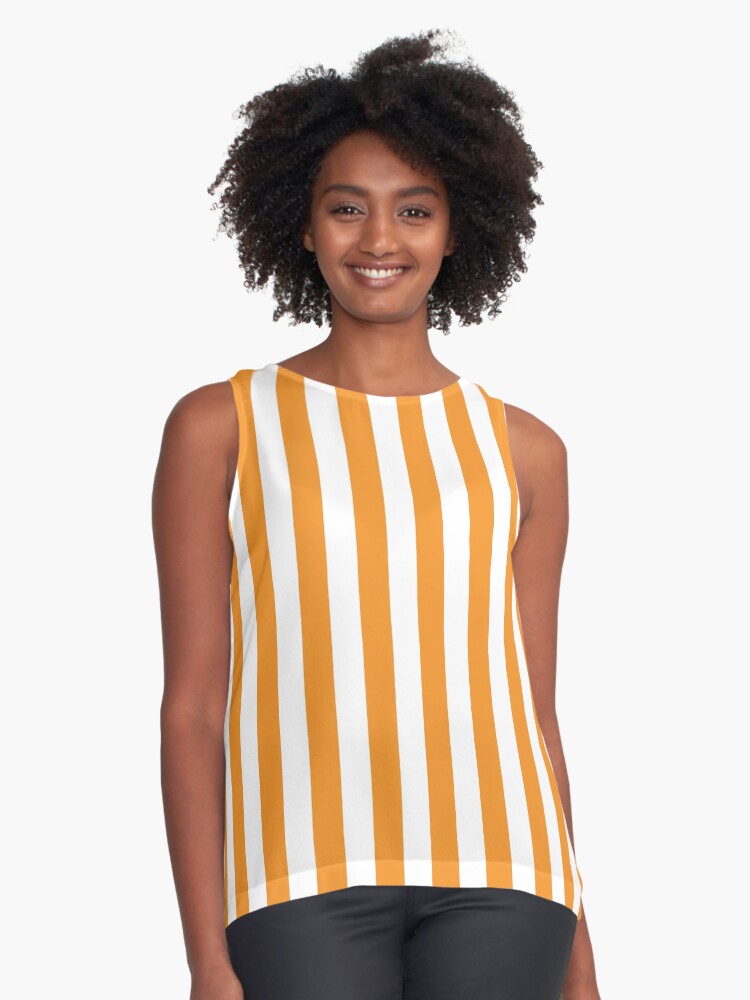 Small ORANGE and WHITE Vertical STRIPES Sleeveless Top for Sale by RachelMacht Redbubble