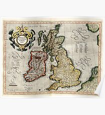 Vintage Map of The British Isles (1596) Poster