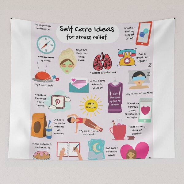 Item preview, Self Care Ideas For Stress Relief Poster designed and sold by veronica-grea.