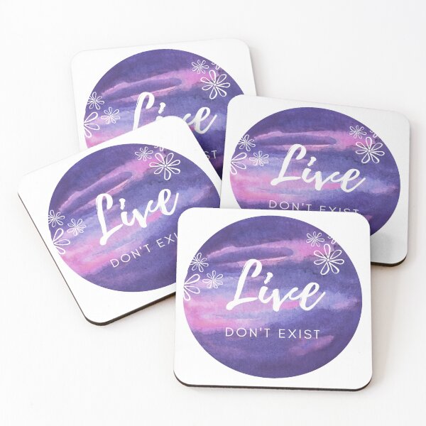 Item preview, Live don't exist on purple and pink watercolor circle with flowers  designed and sold by Crazy-art-land.