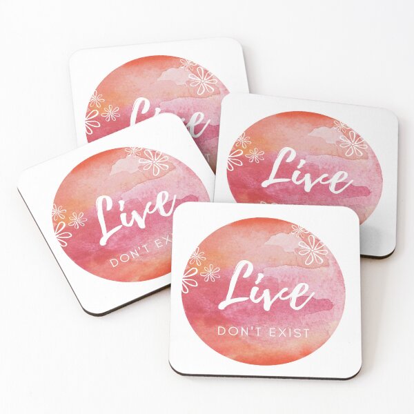 Item preview, Live don't exist on orange, red and pink watercolor circle with flowers  designed and sold by Crazy-art-land.