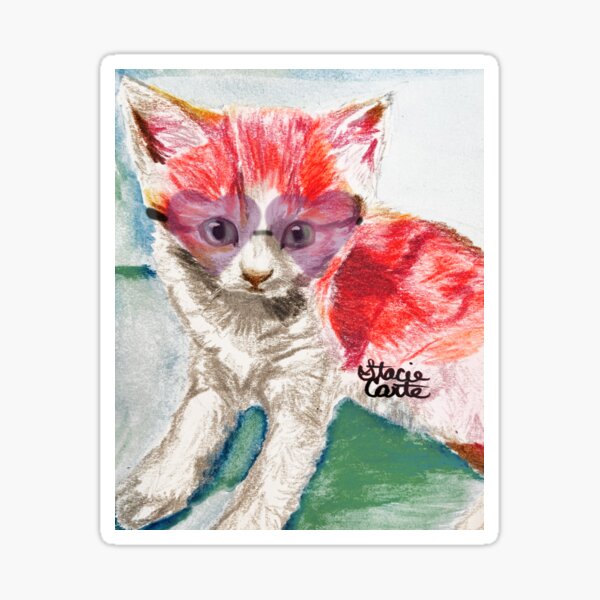 Cute Summer Kitten Wearing Heart-Shaped Sunglasses Sticker