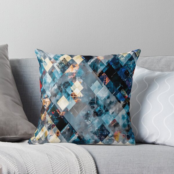 Item preview, blue geometric pixel square pattern abstract art background designed and sold by Mrvell.
