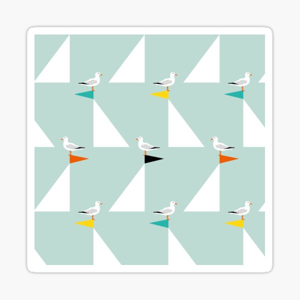 Seagulls and Sails - Eau de Nil Sticker