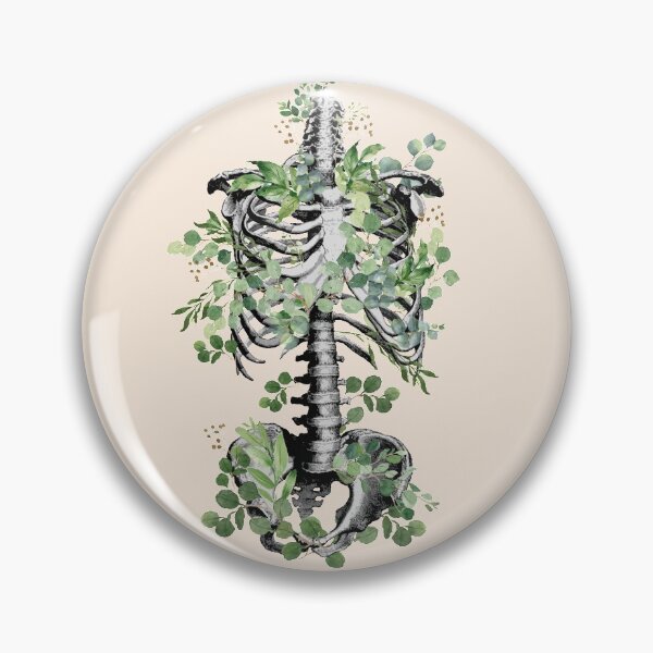 Item preview, Botanical anatomy, rib cage, pelvis, eucalyptus leaves floral skeleton designed and sold by Collagedream.