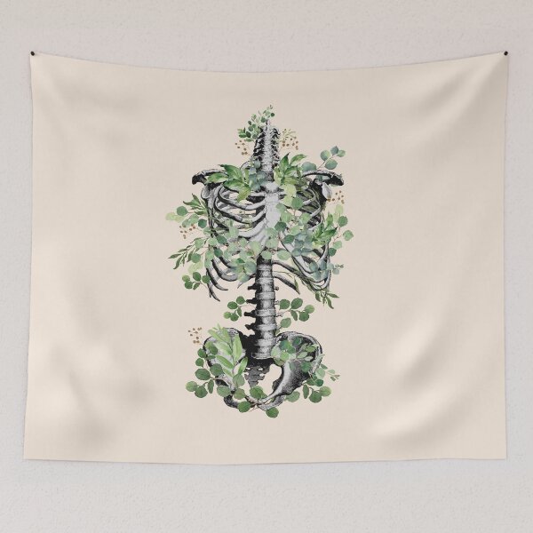 Item preview, Botanical anatomy, rib cage, pelvis, eucalyptus leaves floral skeleton designed and sold by Collagedream.