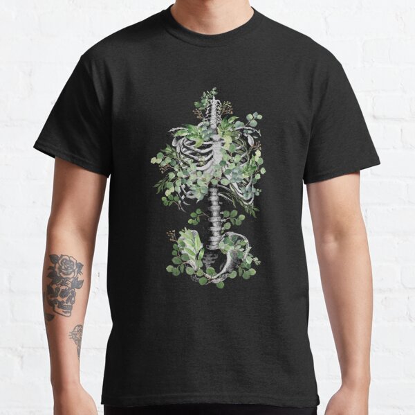 Botanical anatomy, rib cage, pelvis, eucalyptus leaves floral skeleton Classic T-Shirt