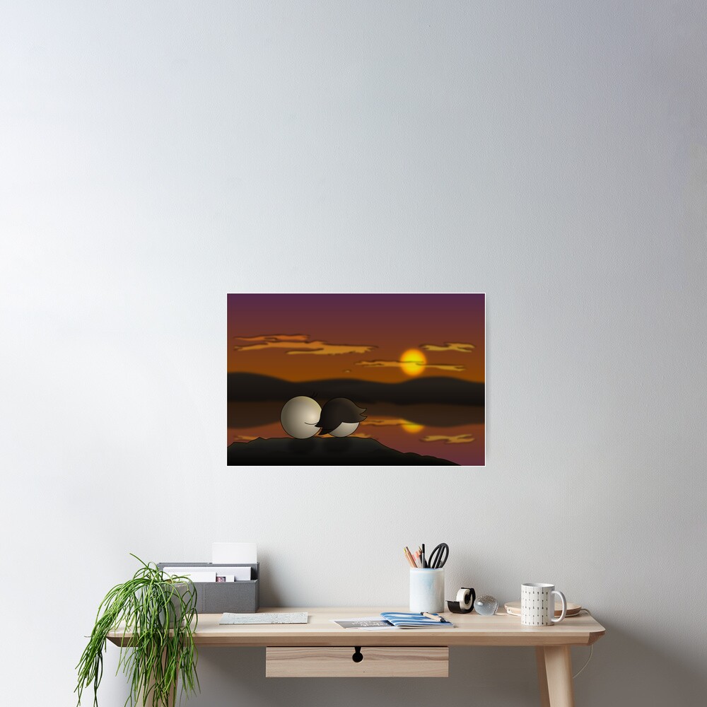 Pea Sunset - two lof bees Poster