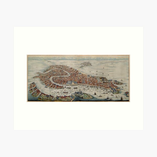 Item preview, Vintage Pictorial Map of Venice Italy (1704) designed and sold by BravuraMedia.