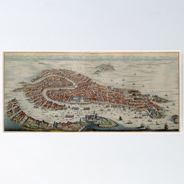 Item preview, Vintage Pictorial Map of Venice Italy (1704) designed and sold by BravuraMedia.