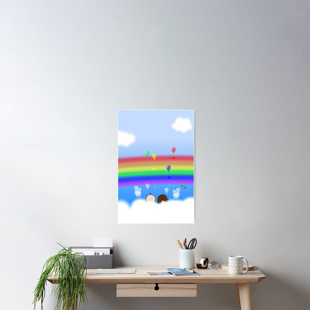 Rainbow Balloons - two lof bees Poster