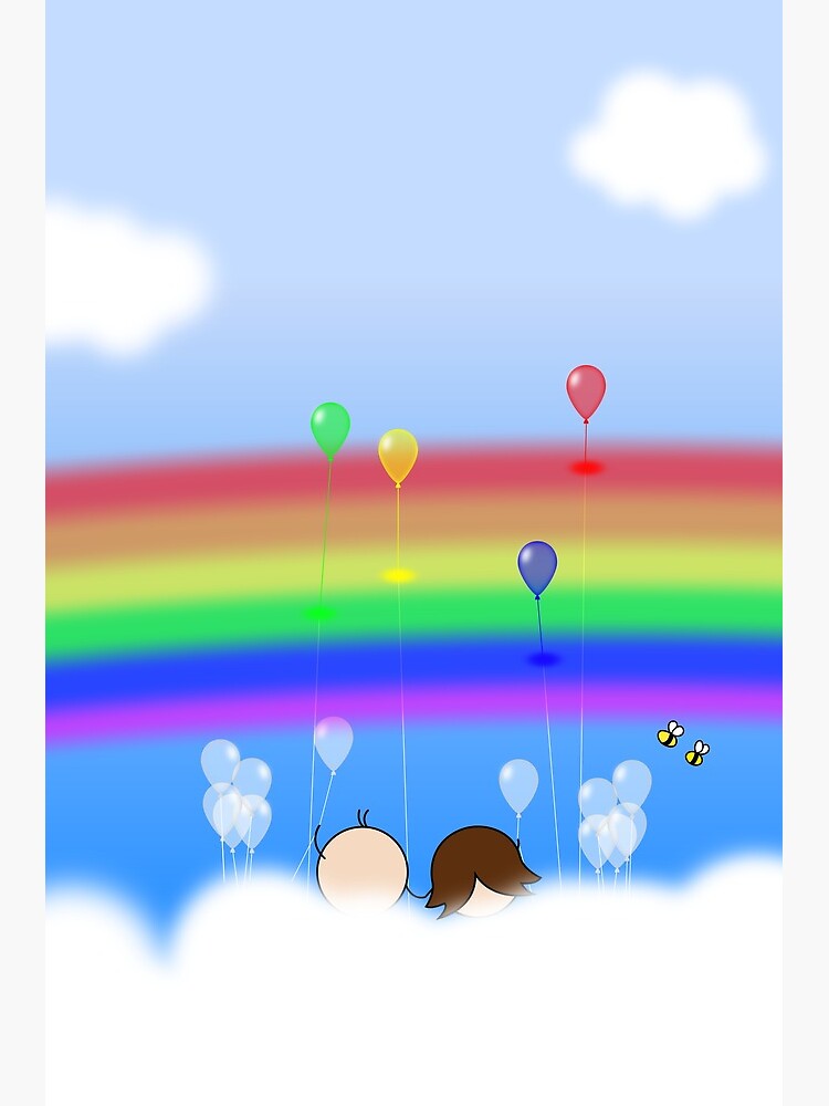 Rainbow Balloons - two lof bees by Cheeseness