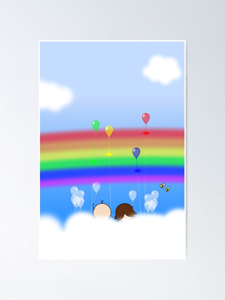 Alternate view of Rainbow Balloons - two lof bees Poster