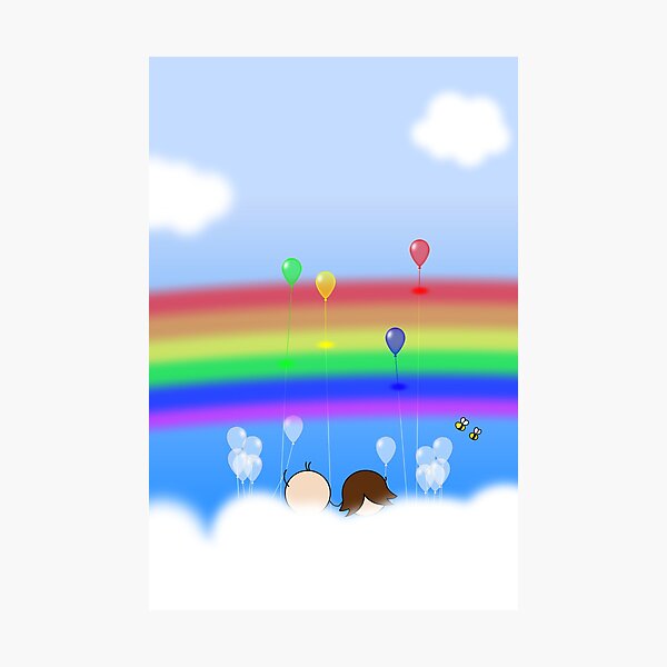 Rainbow Balloons - two lof bees Photographic Print