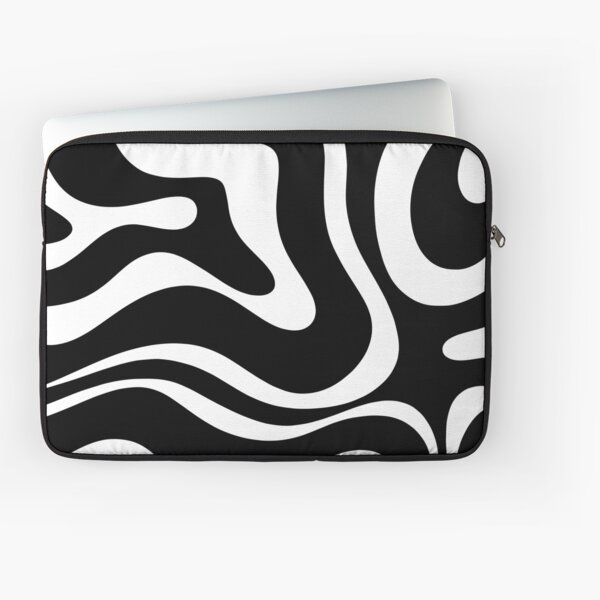 Aperçu de l'œuvre Carré de motif abstrait tourbillon liquide rétro moderne en noir et blanc créée et vendue par kierkegaard.
