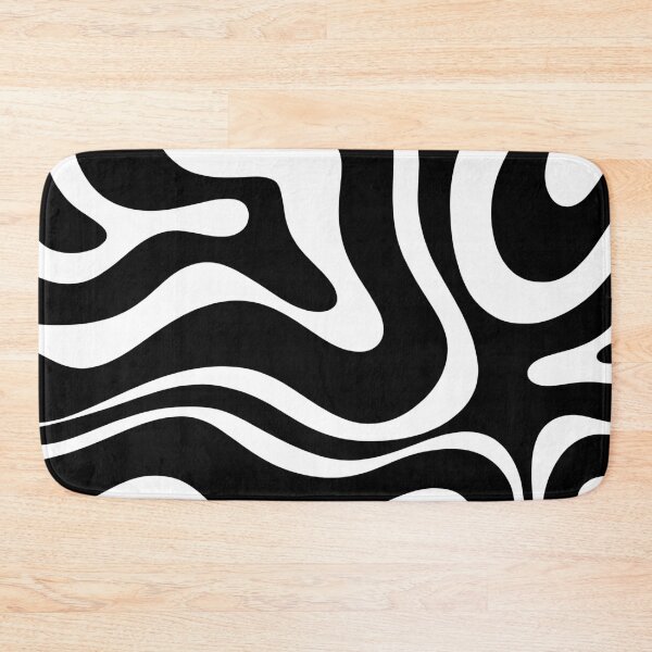 Item preview, Retro Modern Liquid Swirl Abstract Pattern Square in Black and White designed and sold by kierkegaard.
