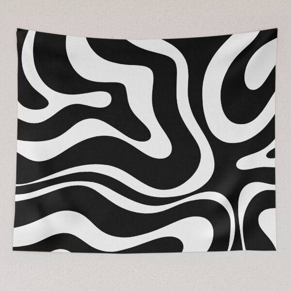Item preview, Retro Modern Liquid Swirl Abstract Pattern Square in Black and White designed and sold by kierkegaard.