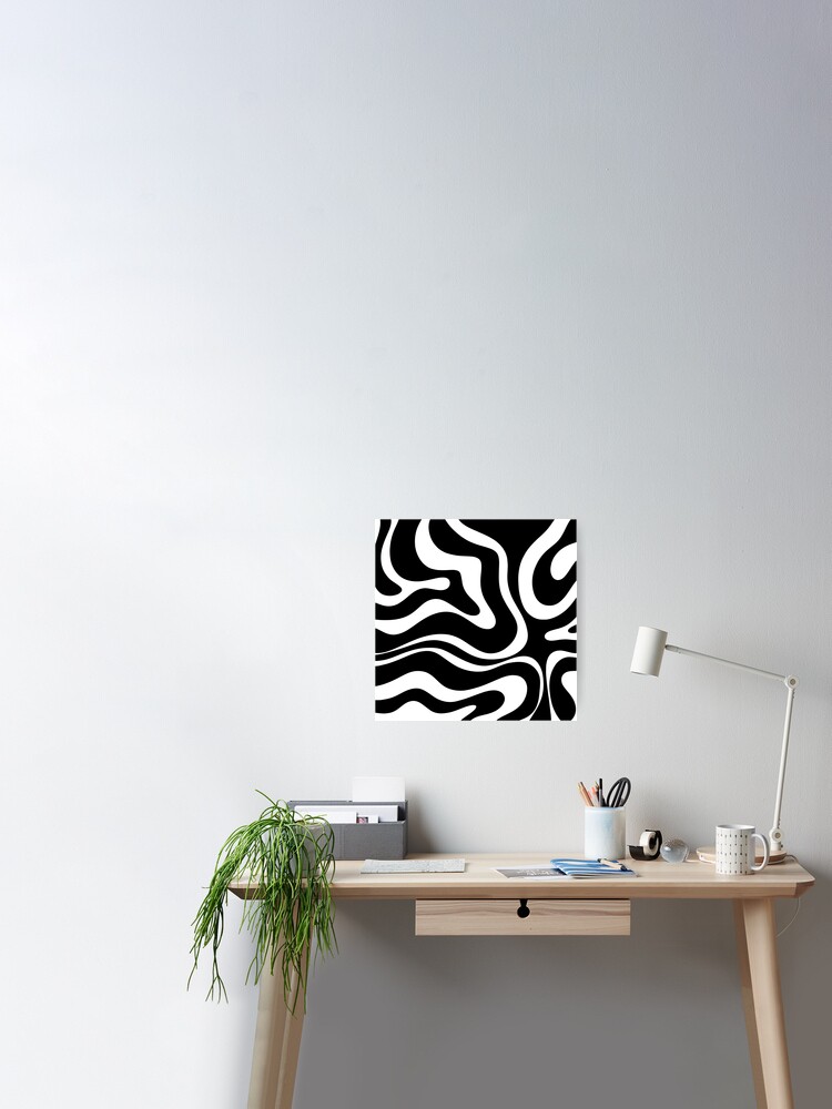 Poster d'art abstrait - Motif moderne noir et blanc Poster