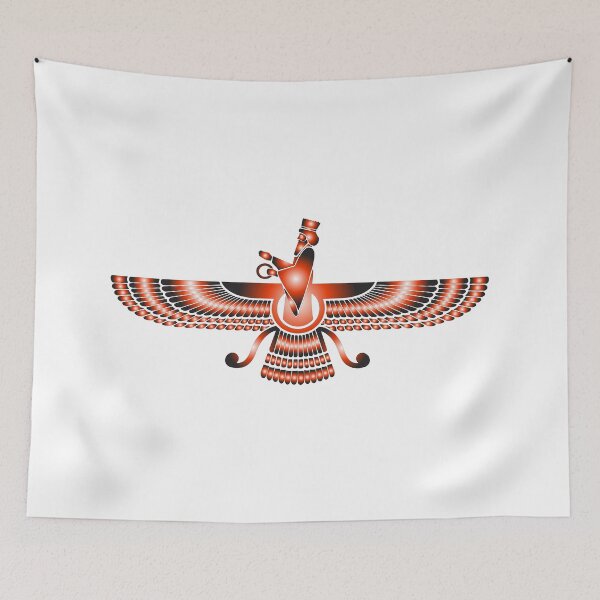 Item preview, Faravahar - Zoroaster symbol design in red -Zoroastrianism religion of fire designed and sold by mrsupicku.