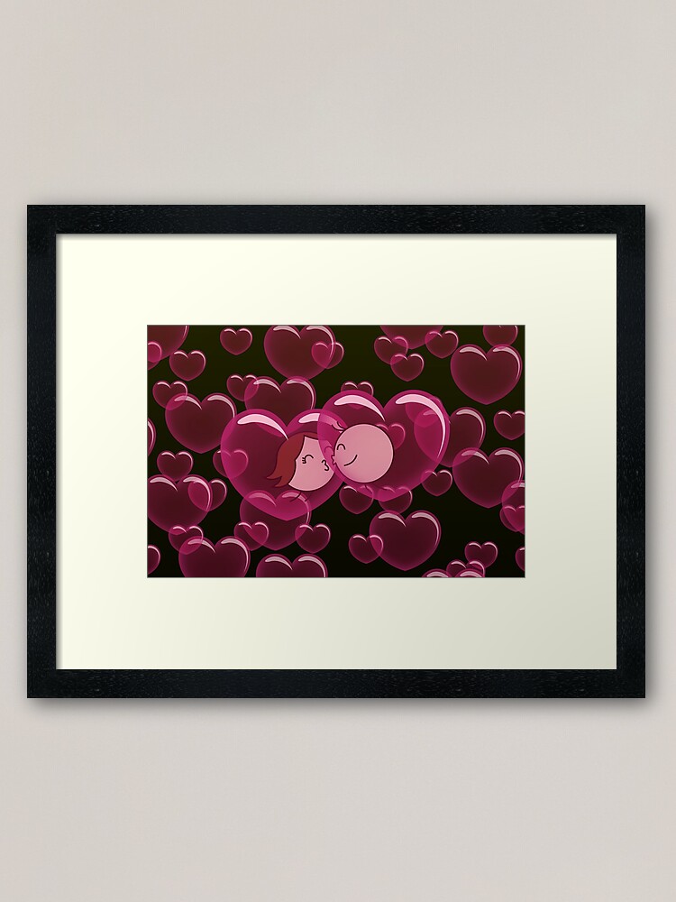 Alternate view of Heart Bubbles - two lof bees Framed Art Print