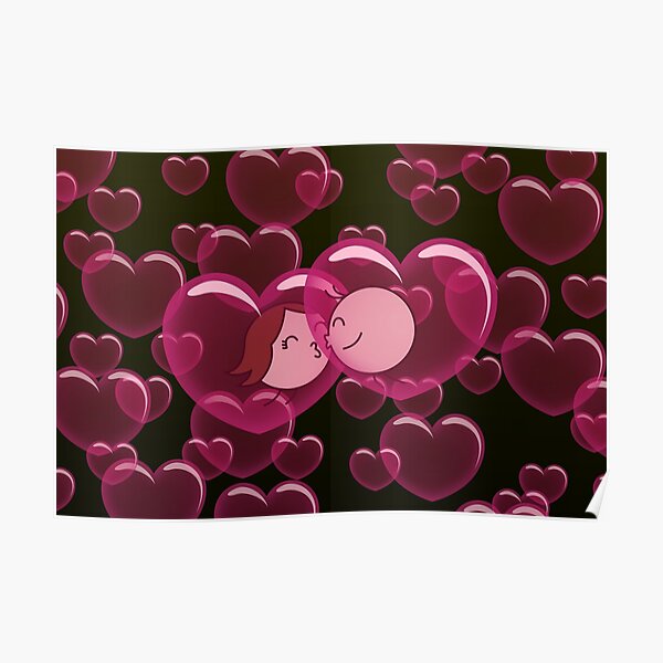 Heart Bubbles - two lof bees Poster