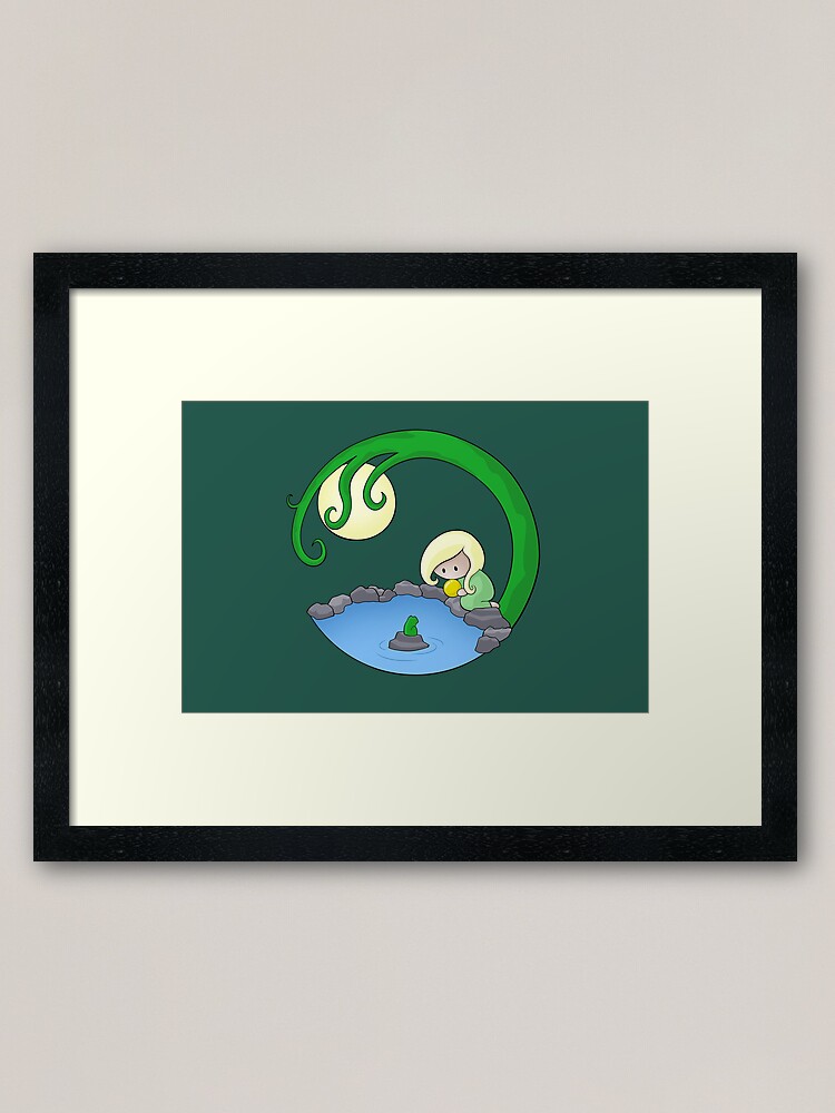 Framed Art Print, Girl At The Pond designed and sold by Josh Bush