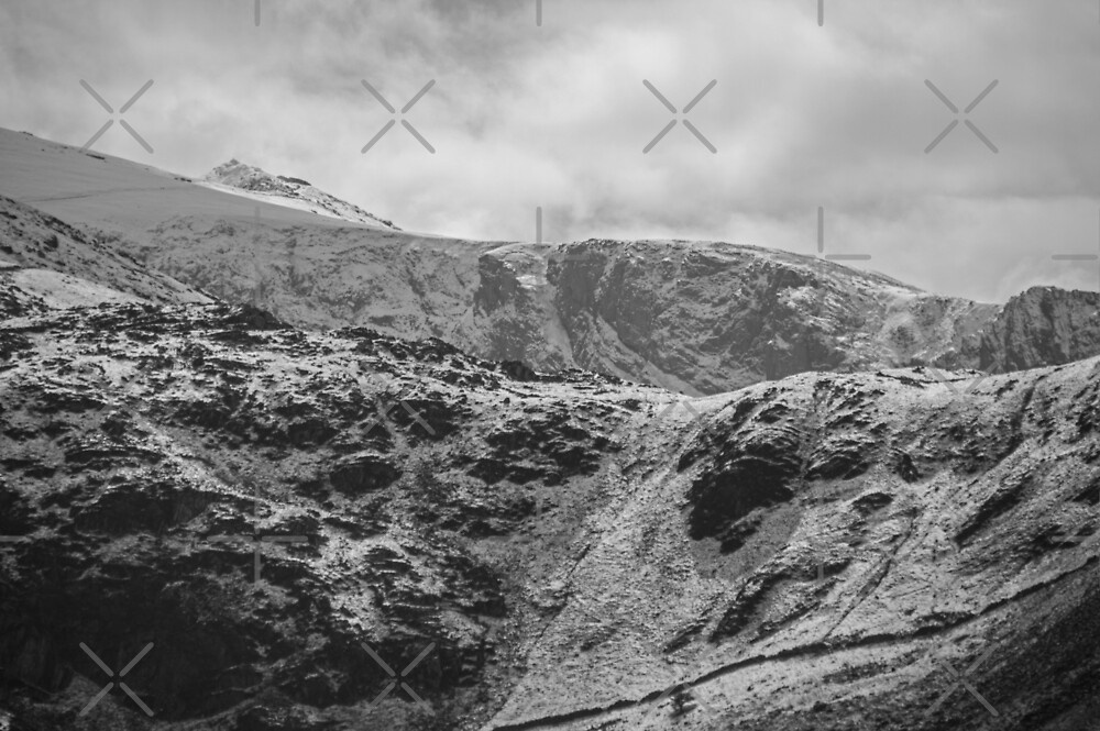 "The summit of Snowdon and the Lady of Snowdon in black and white" by