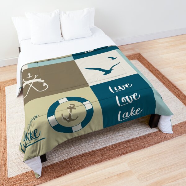 Lake House - lake therapy - Lake House - blue lake house - vintage - nautical Comforter